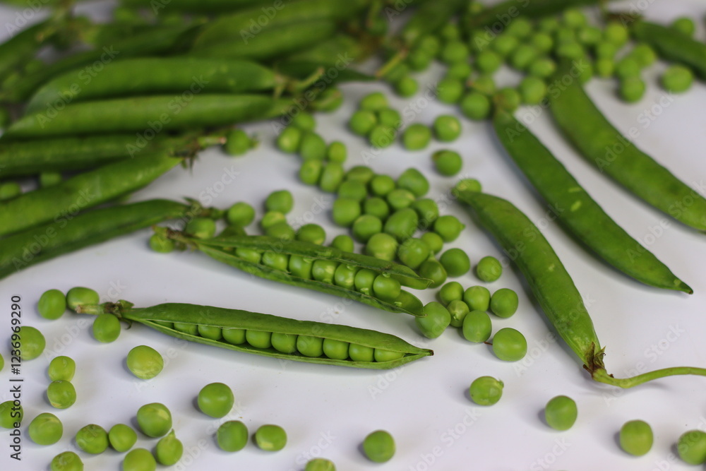 custom made wallpaper toronto digitalOpen pea pods with scattered green peas and a bunch of green pea pods