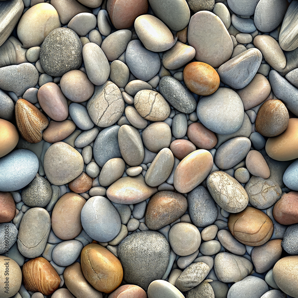 Seamless texture of smooth pebbles on a surface Seamless texture of smooth pebbles on a surface
