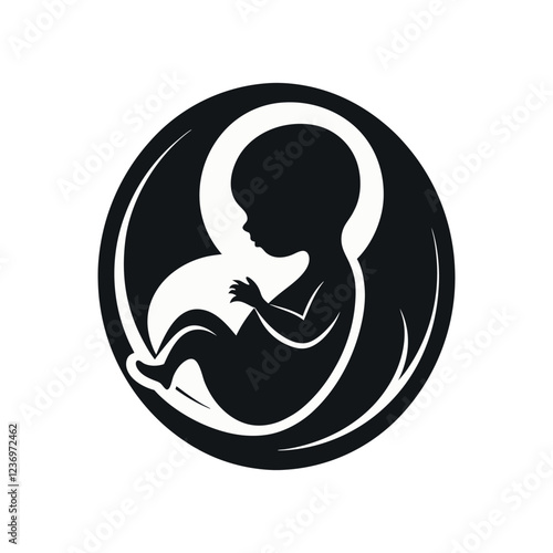 Silhouette of a fetus inside the womb