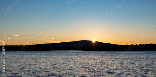 Sunset over the Atlantic Ocean from Acadia National Park on Schoodic Peninsula in Maine ISA photo