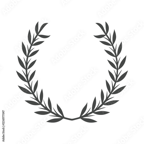 a symmetrical laurel wreath made of thin, delicate lines