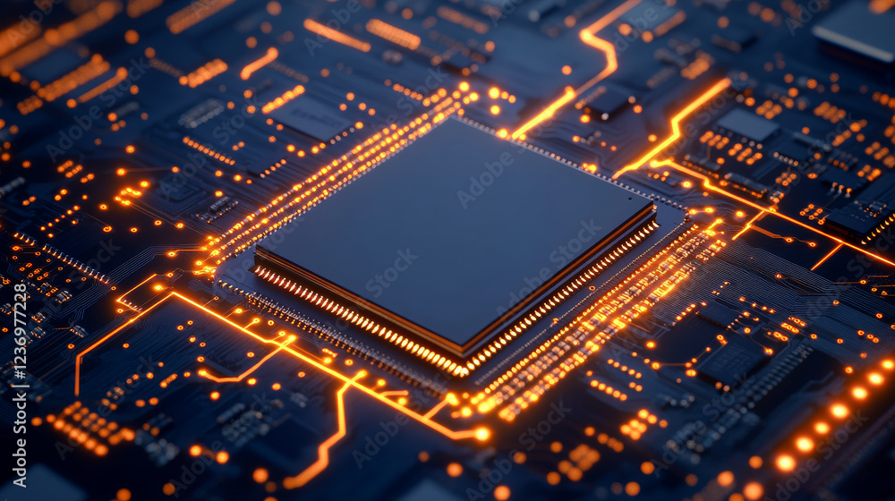abstract silicon ocmputer hardware chip technology surface 3d render illustration abstract silicon ocmputer hardware chip technology surface 3d render illustration