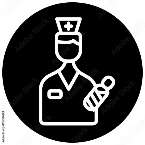  Delivery Nurse Midwife Line Black Circle Icon