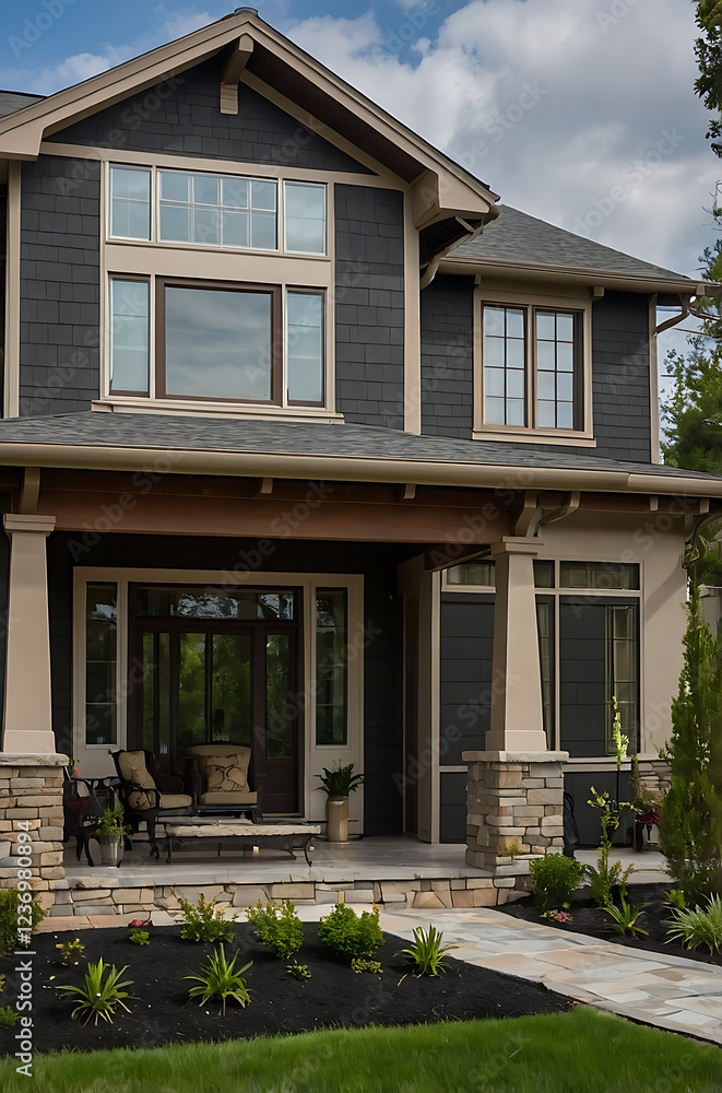 Obraz premium Luxury Modern Home Exterior: Architectural Design and Landscaping