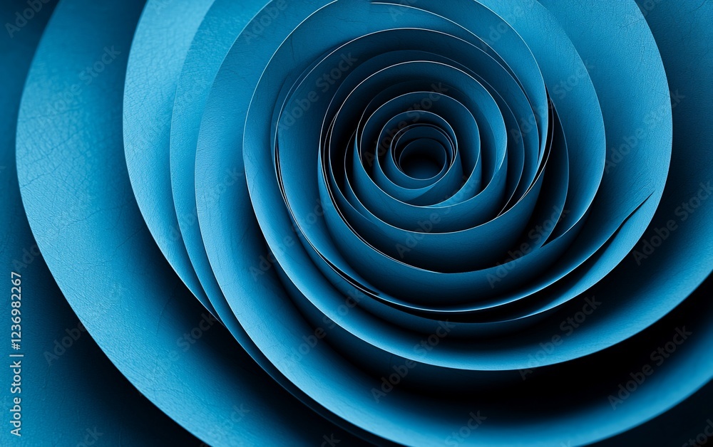 Fototapeta premium Abstract blue paper spiral, close-up.