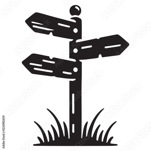 Three Way Signpost Silhouette Vector Design