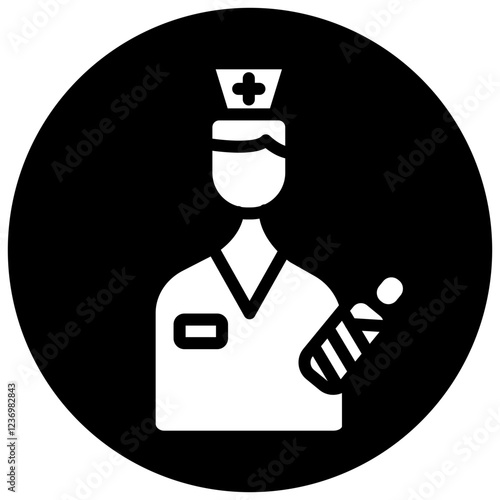  Delivery Nurse Midwife Glyph Black Circle Icon