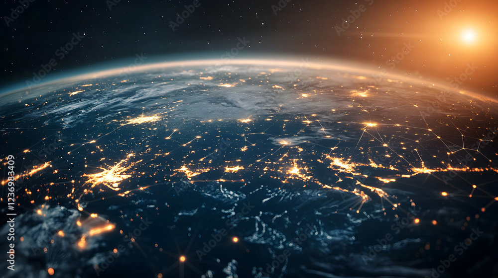 Concept of a solar-powered world with interconnected solar panels, representing energy harmony. Concept of a solar-powered world with interconnected solar panels, representing energy harmony.