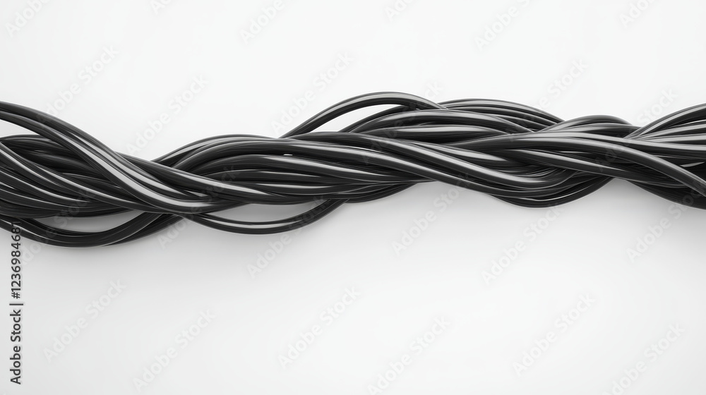 Cluster of black wires arranged in a white backgroun 3d render illustration. 3D Illustration Cluster of black wires arranged in a white backgroun 3d render illustration. 3D Illustration