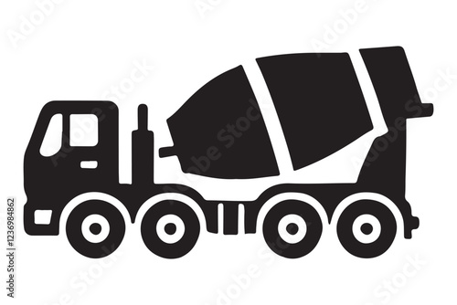 Cement Mixer Truck Silhouette Vector Art