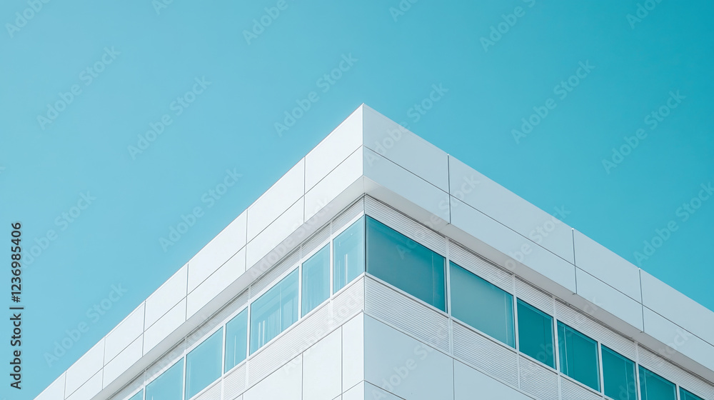 White building against sky background 3d render illustration. 3D Illustration White building against sky background 3d render illustration. 3D Illustration