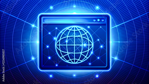 Web access icon in trendy colors on ultra. Violet digital world map.