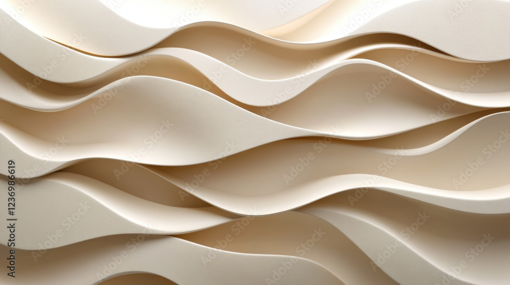 Obraz premium Abstract beige wavy pattern background 3d render illustration. 3D Illustration