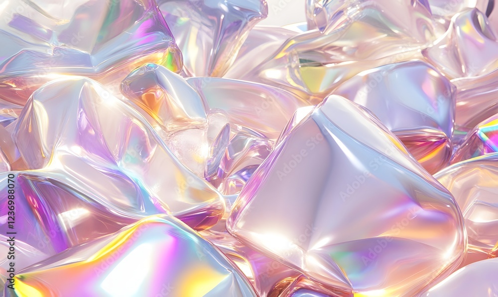 Iridescent gemstone pile, abstract background, light reflection, pastel colors, design texture Iridescent gemstone pile, abstract background, light reflection, pastel colors, design texture