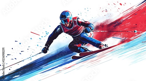Wallpaper Mural Professional Ski Racer Speeding Down Slope Through Slalom Gates Torontodigital.ca