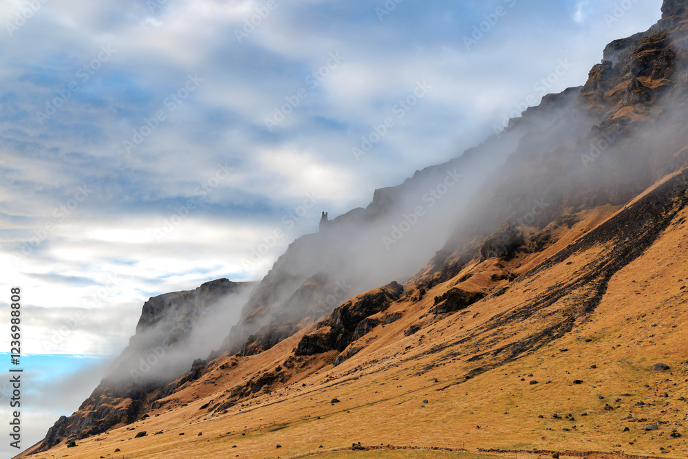 Fascinating autumn landscape around Irrafoss on the island of Iceland