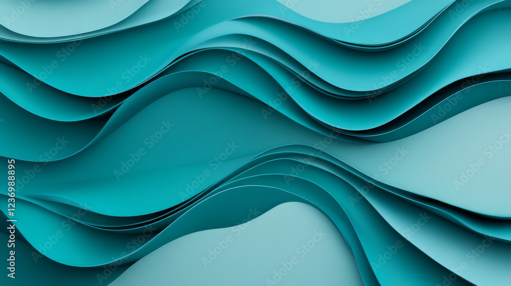 Fototapeta premium Abstract teal wave pattern background image 3d render illustration. 3D Illustration