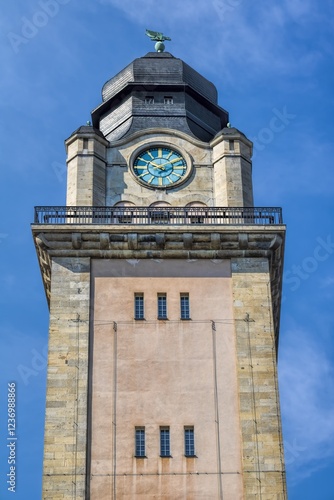 Obraz na płótnie plauen, deutschland - uhrturm vom neuen rathaus w salonie