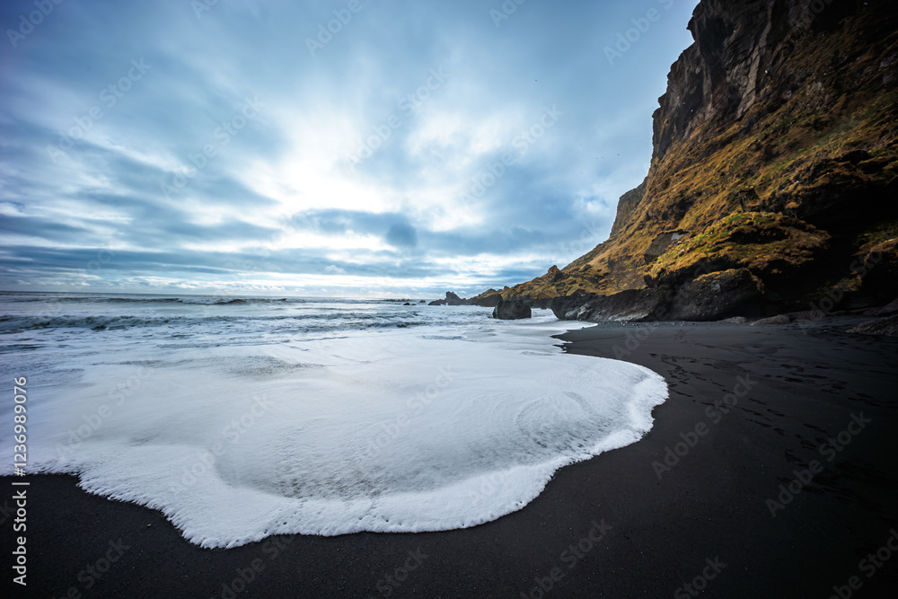 Vikurfjara Black Sand Beach near Vik on the island of Iceland