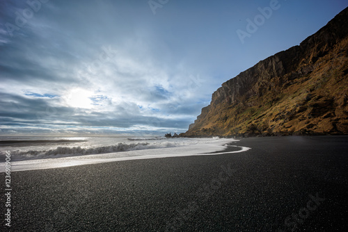 Obraz na płótnie Vikurfjara Black Sand Beach near Vik on the island of Iceland w salonie