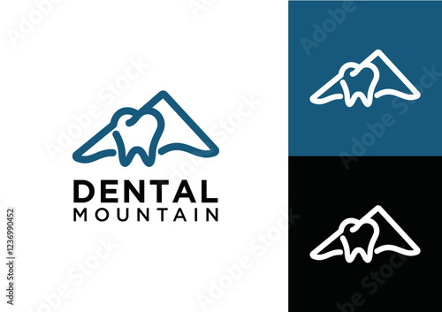 Mountain dentist, mountain dentist logo design with unique and professional line style