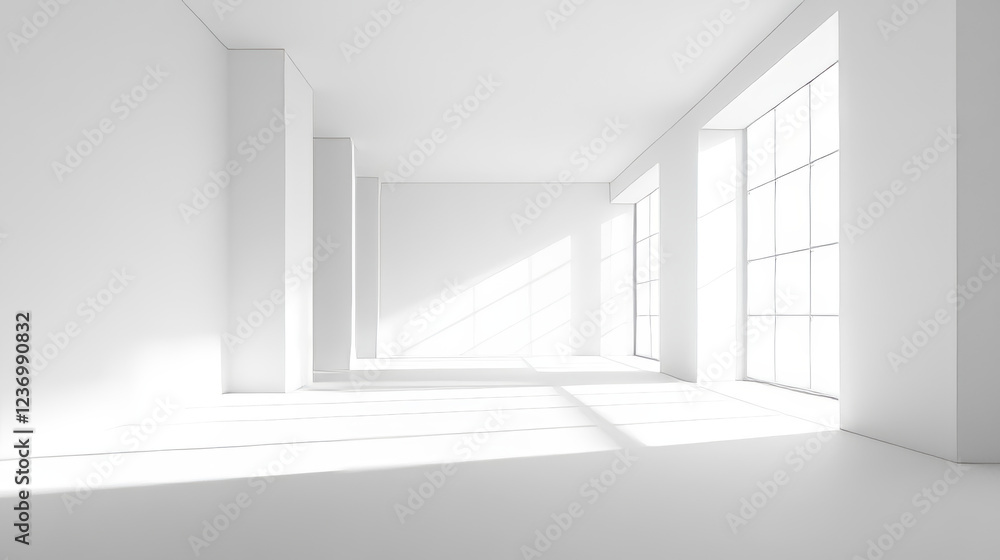 abstract white room minimalistic interior building simple geometry 3d render illustration abstract white room minimalistic interior building simple geometry 3d render illustration