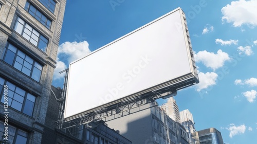 Billboard Construction in the city. An Advertising Mockup photo