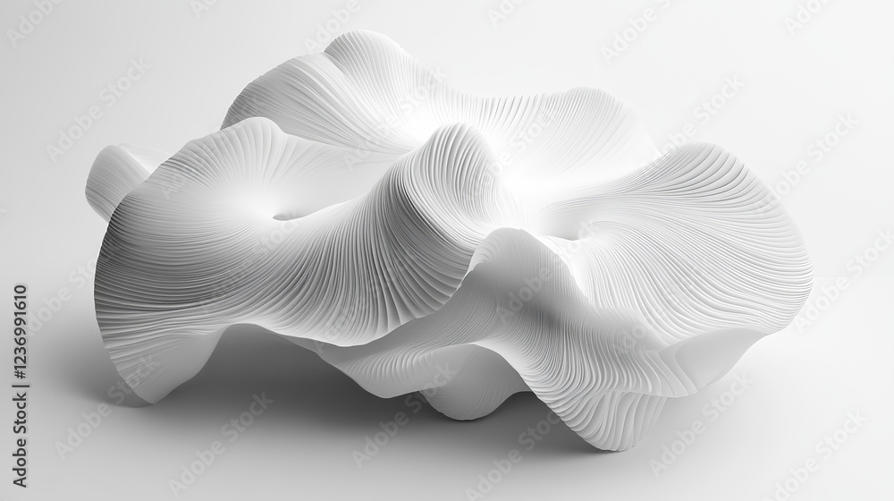 Fototapeta premium metallic white wave pattern geometric shape object 3d render illustration. 3D Illustration
