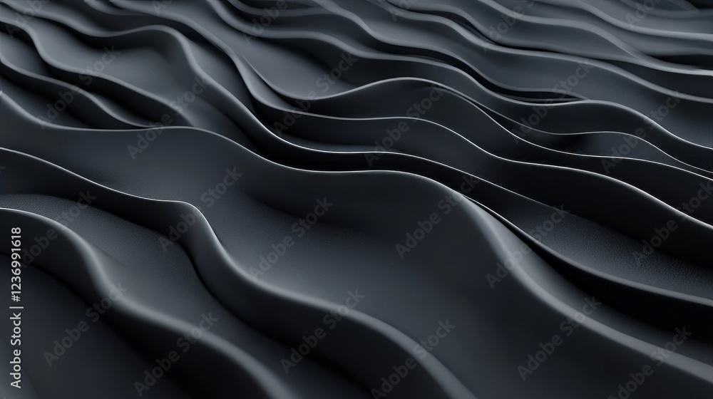 Obraz premium Abstract dark grey curved lines pattern texture 3d render illustration. 3D Illustration