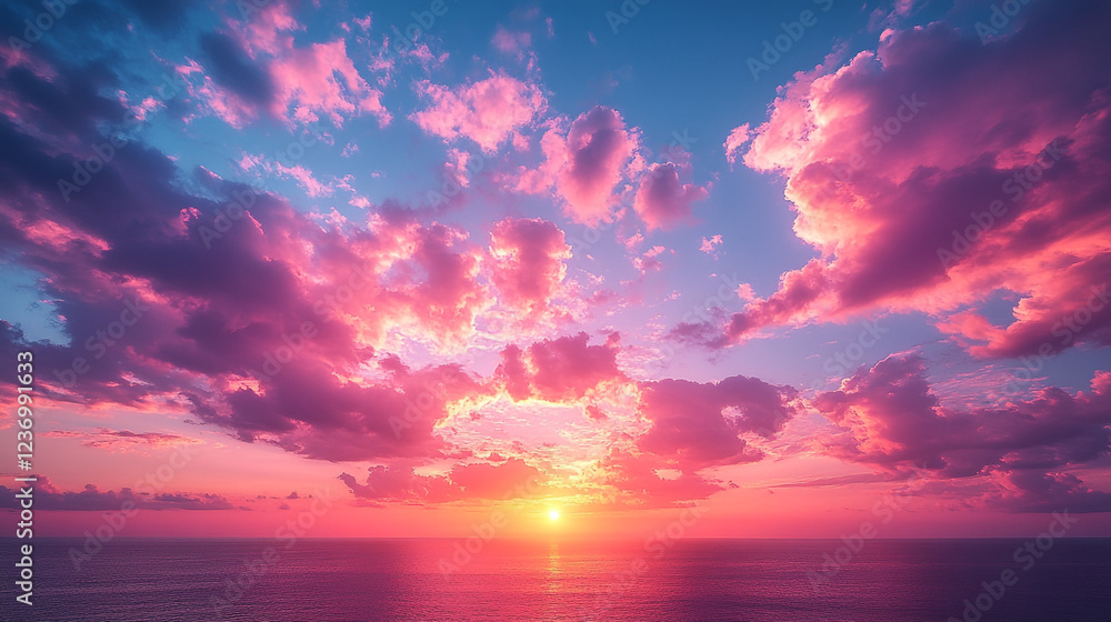 Obraz premium Breathtaking sunset over the ocean with vibrant colors filling the sky