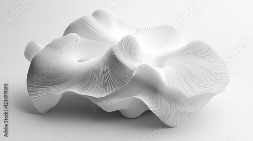 Fototapeta Naklejka Na Ścianę i Meble -  metallic white wave pattern geometric shape object 3d render illustration. 3D Illustration