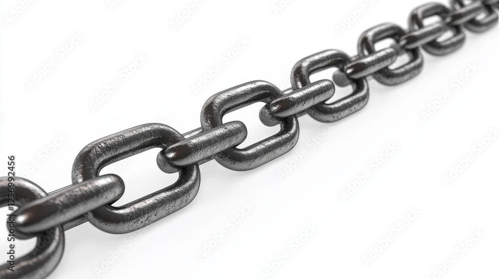 close up of metal chain part on white background 3d render illustration close up of metal chain part on white background 3d render illustration