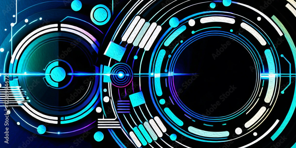 Obraz premium Abstract technology background. . Oil paint illustration.