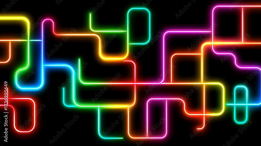 Abstract Rainbow Neon Lines Intertwined Design Abstract Rainbow Neon Lines Intertwined Design