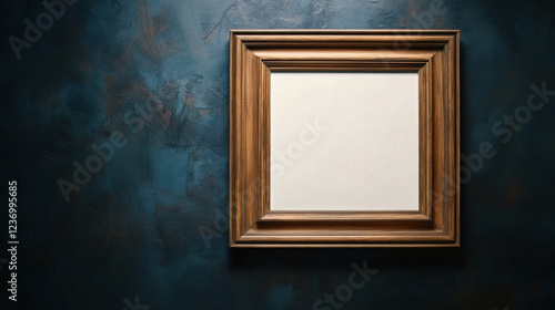 Blank Picture Frame on Dark Wall. 3D Illustration