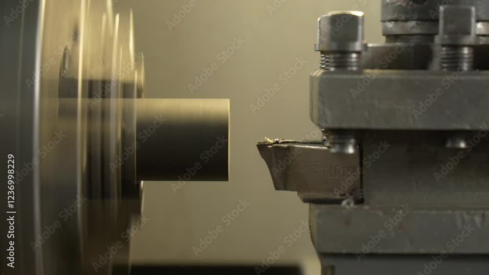 The milling machine removes the chamfer from the metal part The milling machine removes the chamfer from the metal part