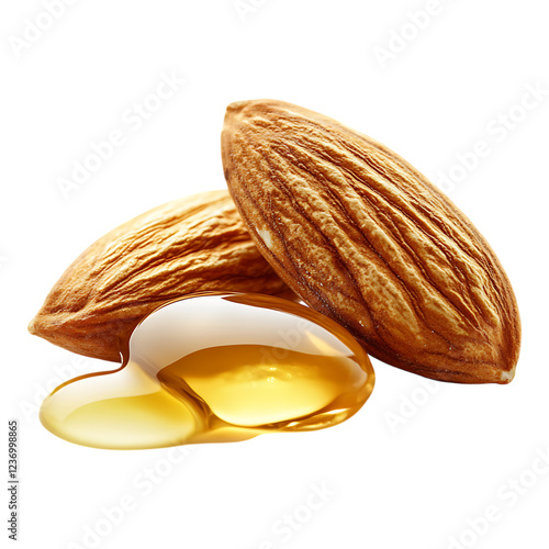 PNG Almond with Almond Oil Against Transparent Background for Health, Wellness, or Beauty Product Promotions