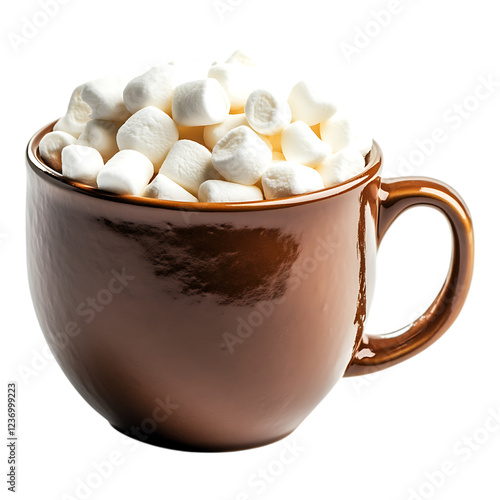 PNG Cup Full of Marshmallows Against Transparent Background for Dessert Branding, Hot Beverage Promotions, or Sweet Treat Design Projects photo