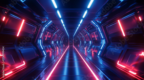 Wallpaper Mural Futuristic Corridor with Bright Light 3d render wallpaper background. 3D Illustration Torontodigital.ca