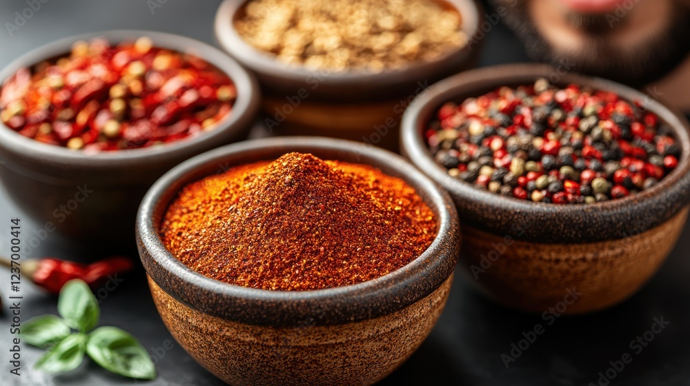 Vibrant Spices in Rustic Bowls: A Culinary Still Life Vibrant Spices in Rustic Bowls: A Culinary Still Life