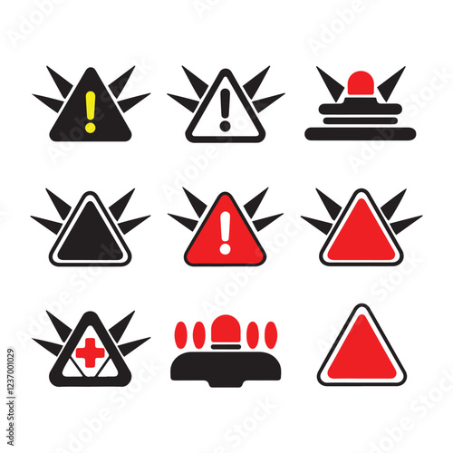 warning symbols, emergency lights vector art illustrtion