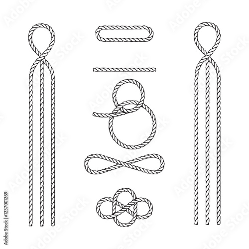Rope knots illustration, vector graphic, nautical elements