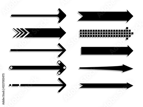 Set of black arrow pointing up. Arrow shape element. Vector