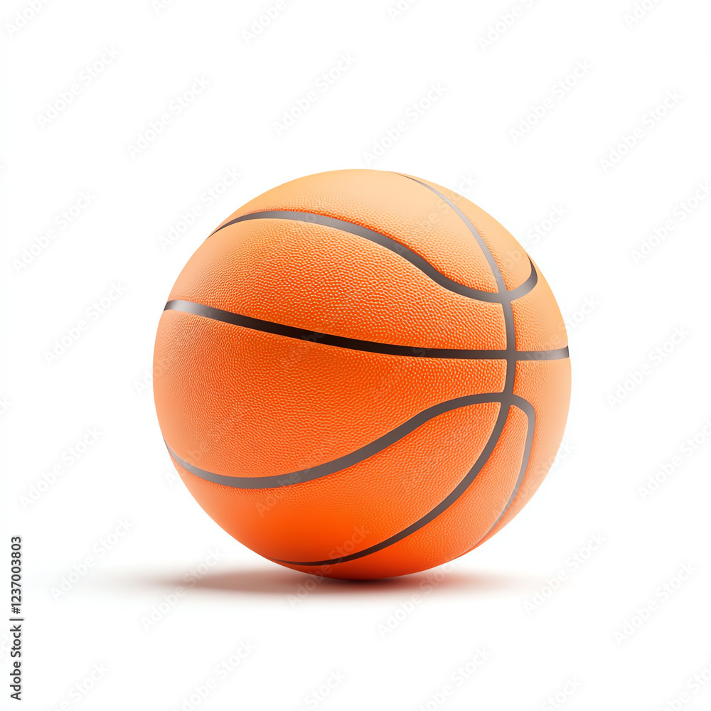 A vibrant orange basketball with distinctive black lines, depicted on a clean white background, symbolizing energy, competition, and passion for the sport.