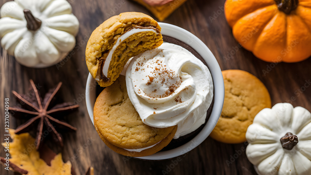 White chocolate cream and pumpkin spice cookies White chocolate cream and pumpkin spice cookies
