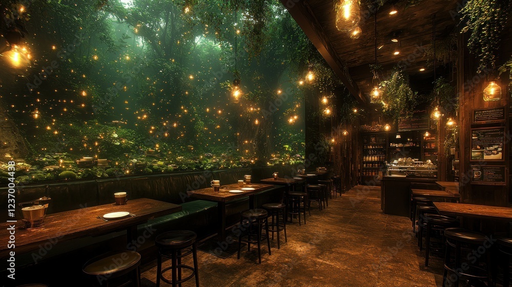 Obraz premium Enchanted Forest Bar: A Mystical Dining Experience