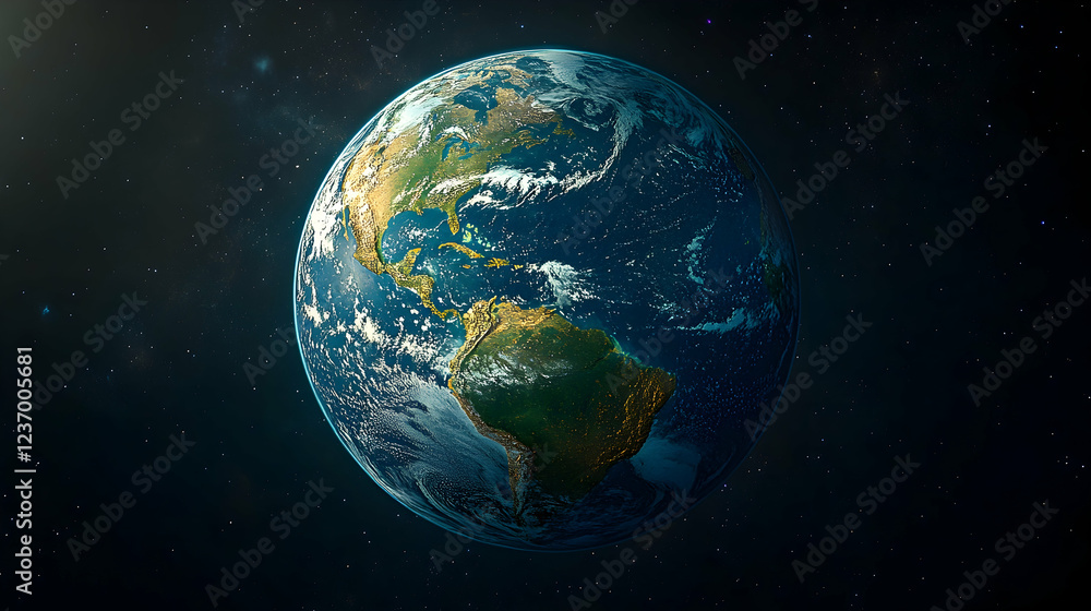 Obraz premium Earth, space, planet, view, clouds, continents, atmosphere, background, education, science