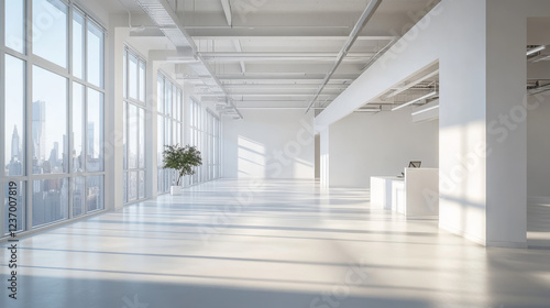 Wallpaper Mural Empty white business office space room loft interior 3d rendering illustration sunny lighting with empty blank copyspace to add your content Torontodigital.ca
