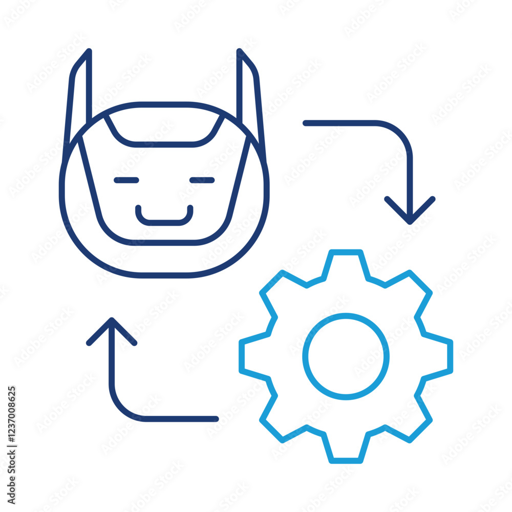 Chatbot Integration – Robot with Gear Icon Representing Automated Customer Support and AI Integration for Online Business Chatbot Integration – Robot with Gear Icon Representing Automated Customer Support and AI Integration for Online Business