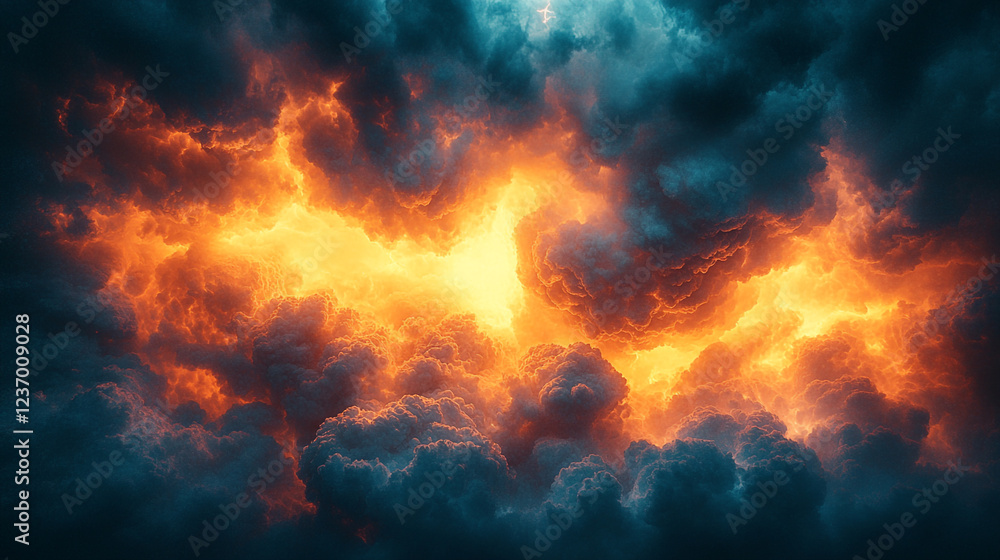 Vibrant sunset clouds illuminated by brilliant orange and gold hues reflecting in the sky Vibrant sunset clouds illuminated by brilliant orange and gold hues reflecting in the sky